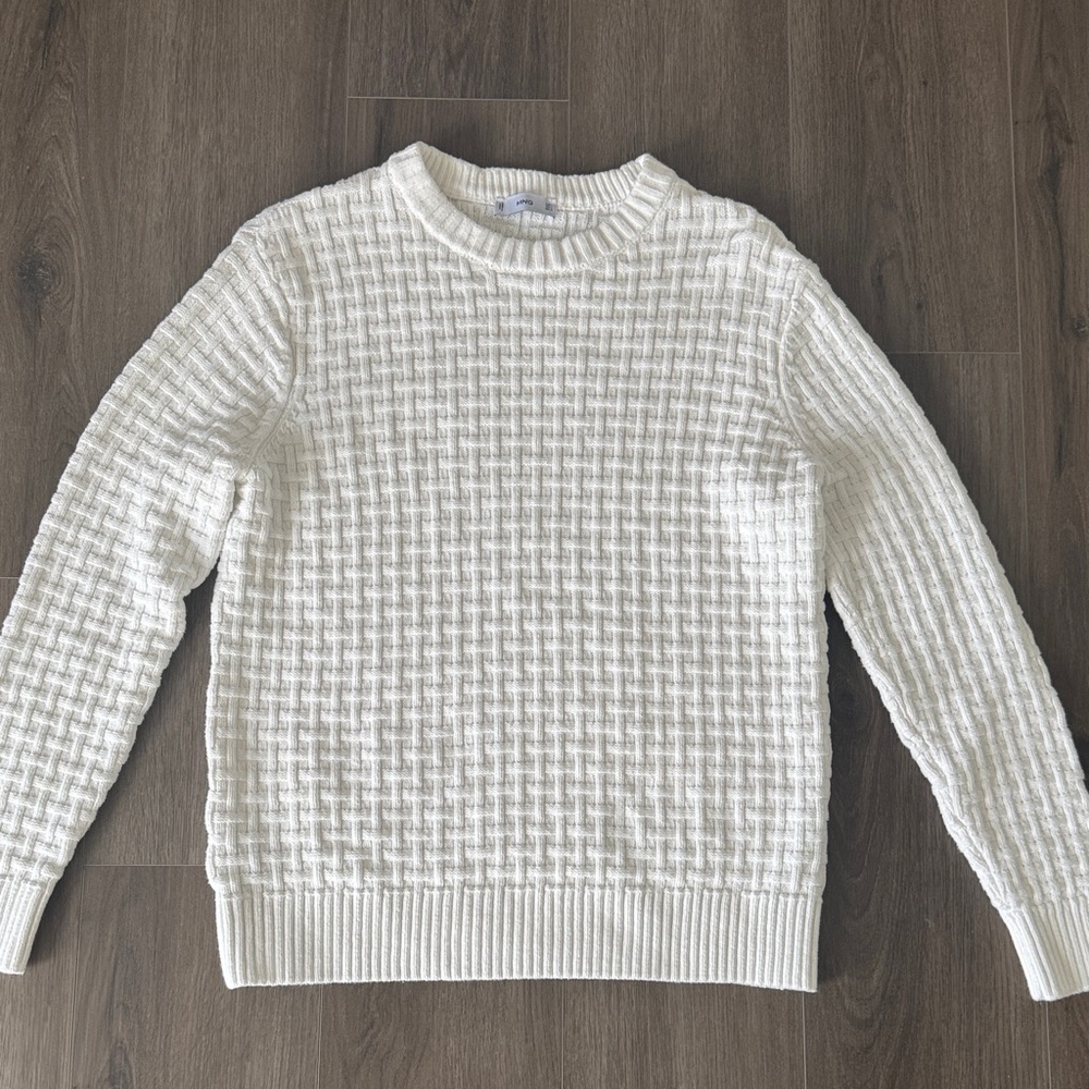 Mango Men’s White Textured Sweater